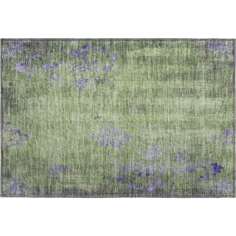 Premium Machine Washable Jacquez AMF1788 Floral Rug, Rectangle 1'8" x 2'6"