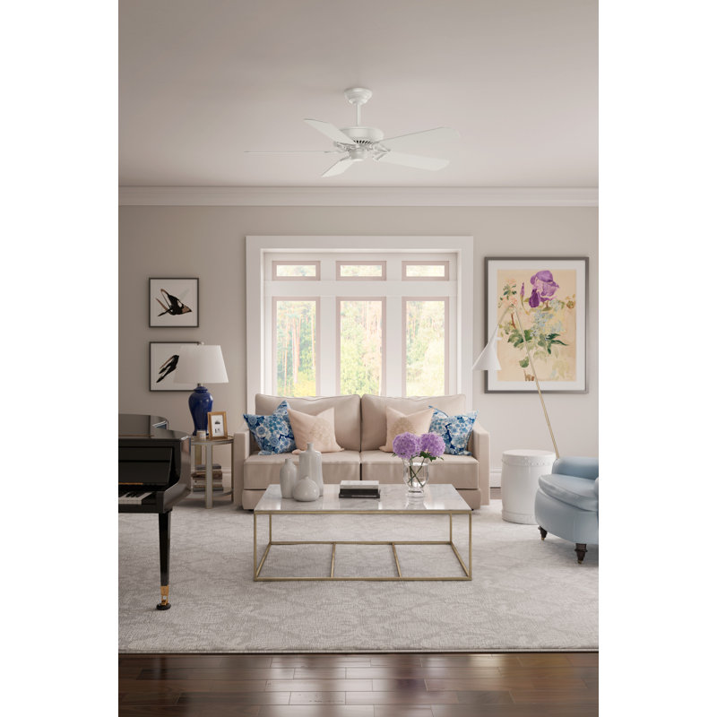 54" Panama 5 - Blade Standard Ceiling Fan with Wall Control, White