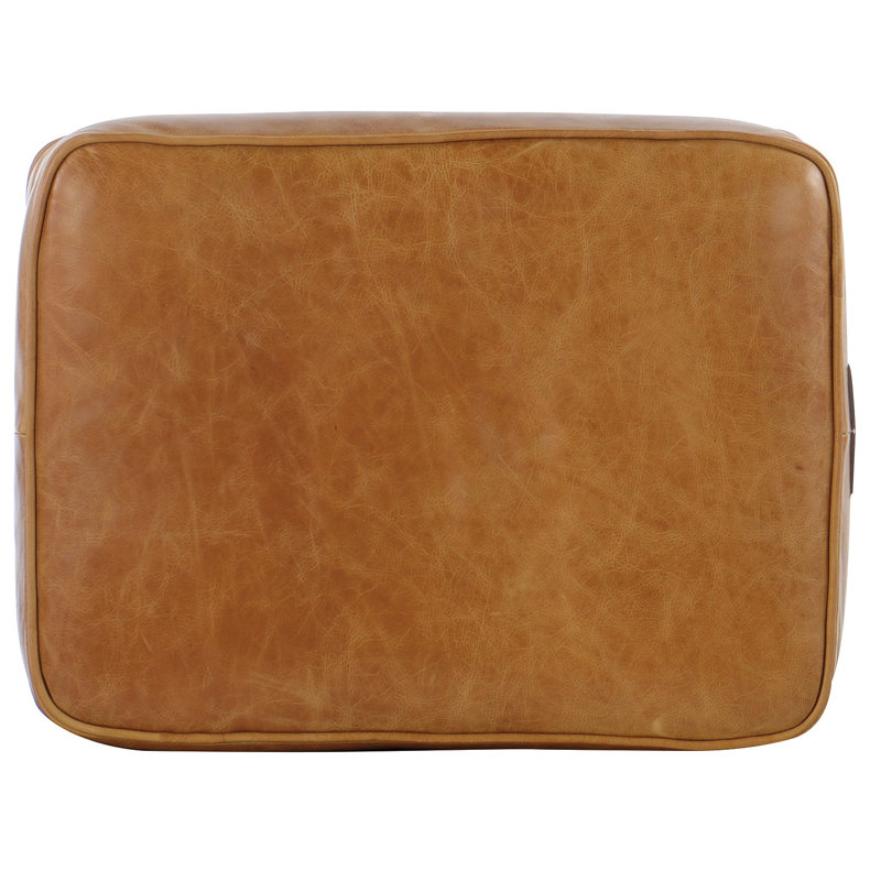 Willow Ottoman, Mahogany, Outsider Raven Genuine Leather