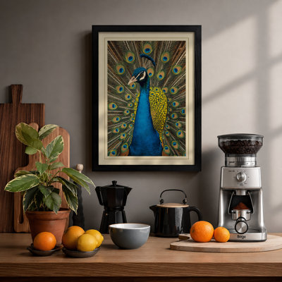 Peacock in Repose Botanical - Framed Print