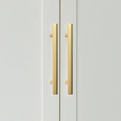 Hex Mid Century Modern Brass 5.9" Inch Bar Handle for Cabinet Doors and Drawers