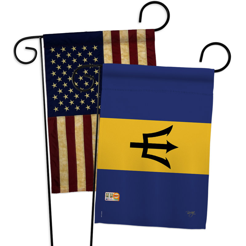 Ensemble de drapeaux décoratifs décoratifs en polyester à 2 faces 19 x 13 po, 2 pièces barbados impressions