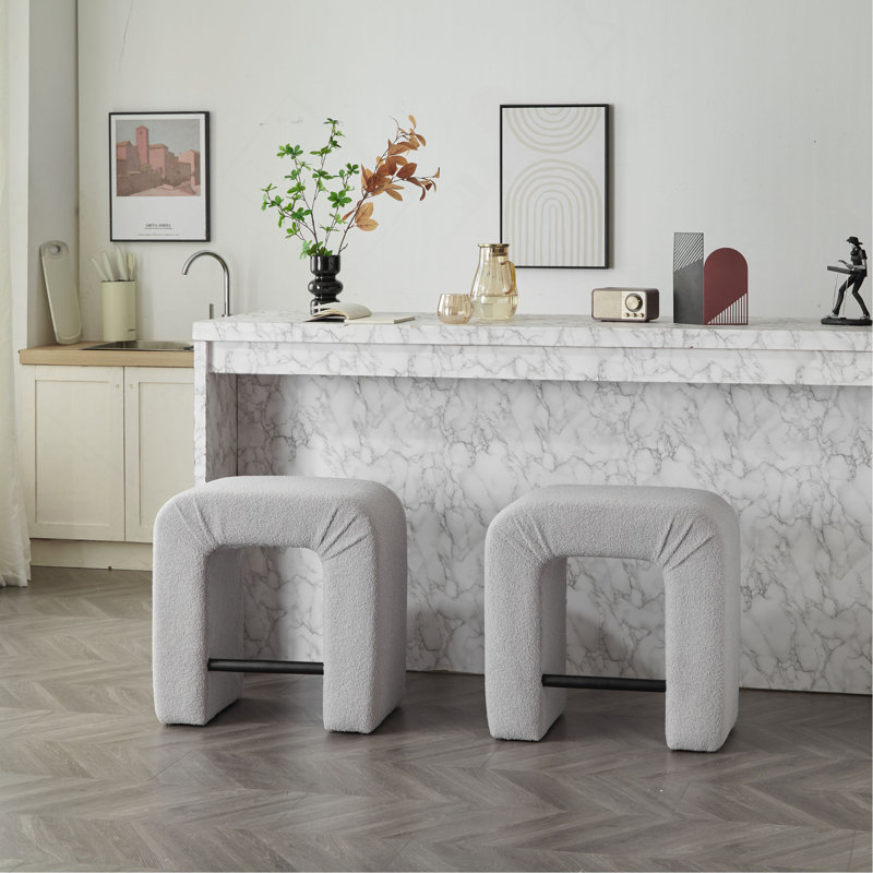 Ensemble de 2 chaises de salle à manger pour îlot de cuisine Boucle, Gris, Noir