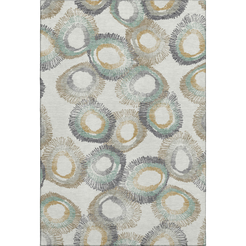Premium Machine Washable Mayfield AMF2278 Geometric Rug, Ivory, 10' x 14'