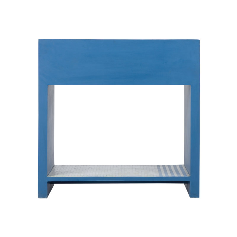 End Table, Blue/Cream