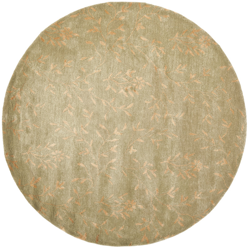 Candelo Soho Hand Tufted Wool And Viscose Floral Rug, Round 6'