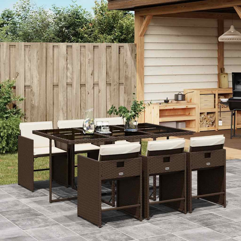 Patio Dining Set with, Cream White, Brown