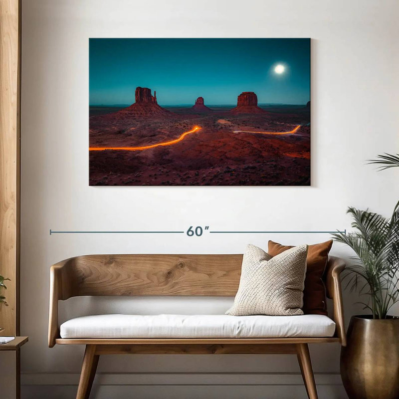 Lune d'Alvord au-dessus de Monument Valley, H 30 po x l 45 po