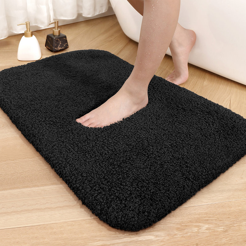 Tapis pour salle de bain Gaenside, L 32 po x l 20 po, Noir, noir, noir, noir