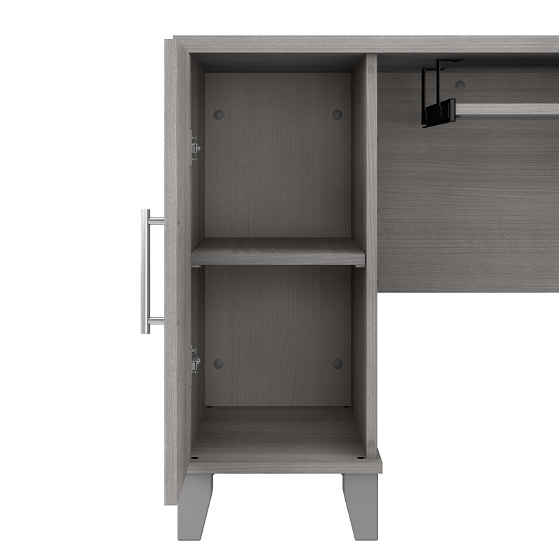 Ensemble de bureau avec rehausse Magomed, Gris platine