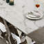 Table de salle à manger à base en miroir argentée, plateau rectangulaire moderne en faux marbre 70 pouces, table de cuisine pour 6, blanc et argent-1813626640-1813626655