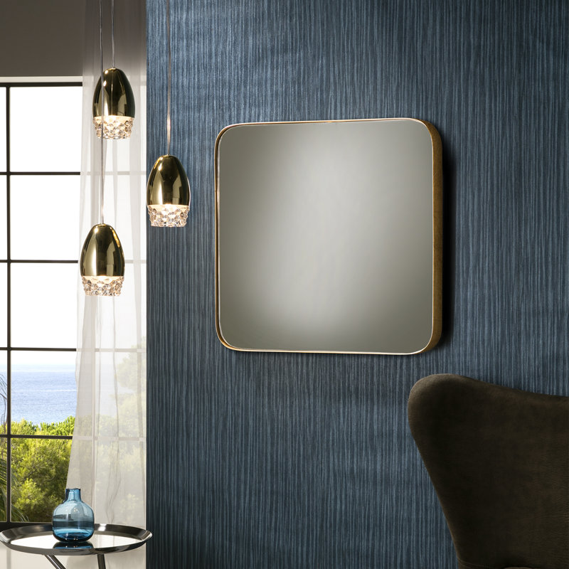 Averill Wood Flat Wall Mirror, Square