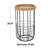 Scenic Metal Side End Black Accent Table with Brown Wood Top and Wire Basket Storage
