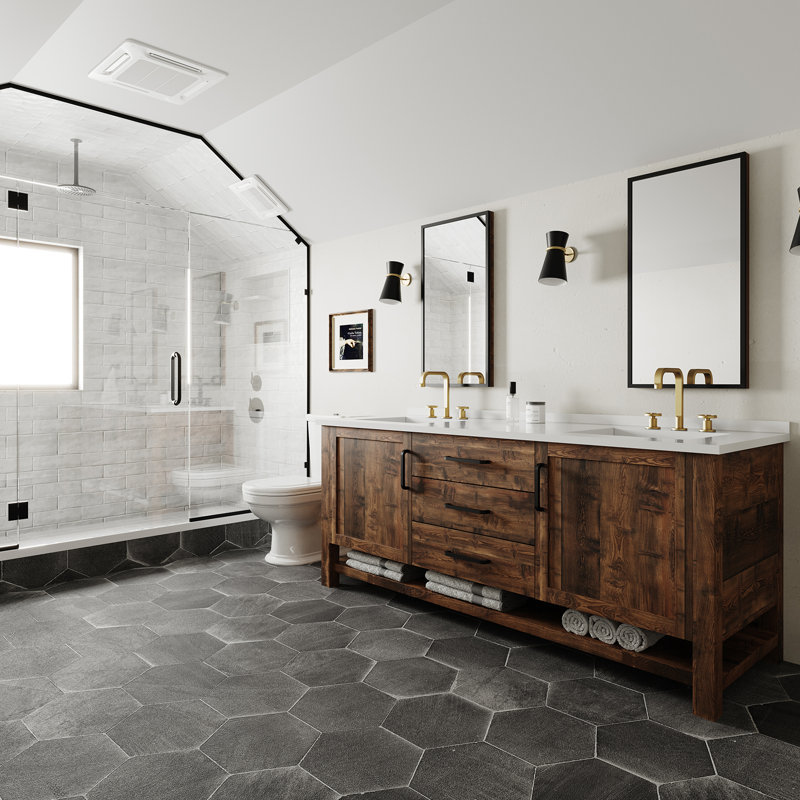 Style industriel 8 po Robinet pour salle de bain à poignée double, Or brossé