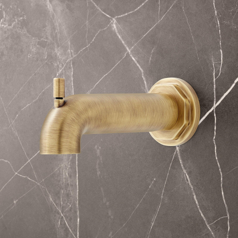 Signature Hardware Greyfield Tub Spout with Diverter, Aged Brass