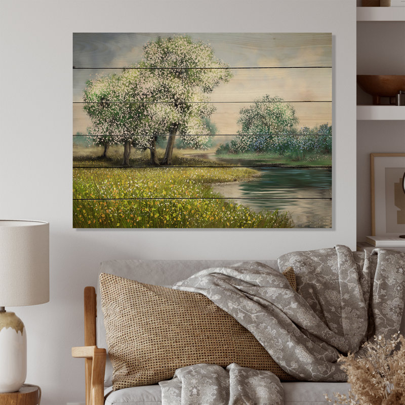 - Peinture sur bois sans cadre, H 16 po x l 32 po x P 1 po