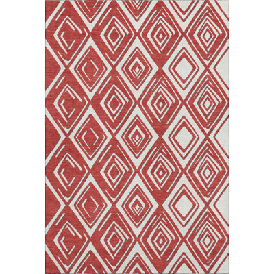 Premium Machine Washable Prisco Red Rug