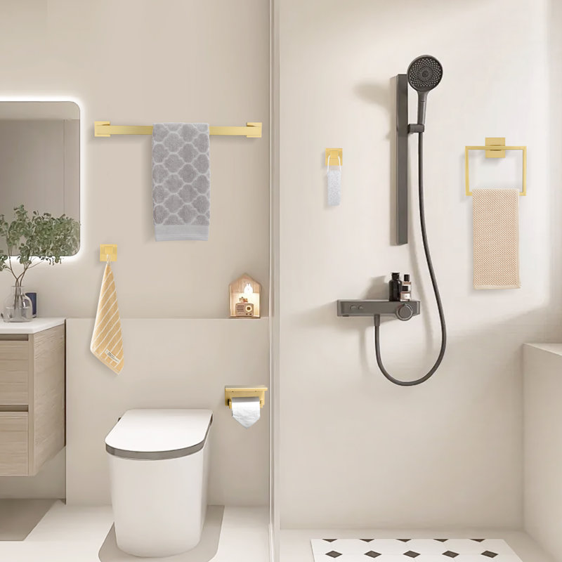 5 Piece Bath Hardware Set (set Of 5), Brushed Gold