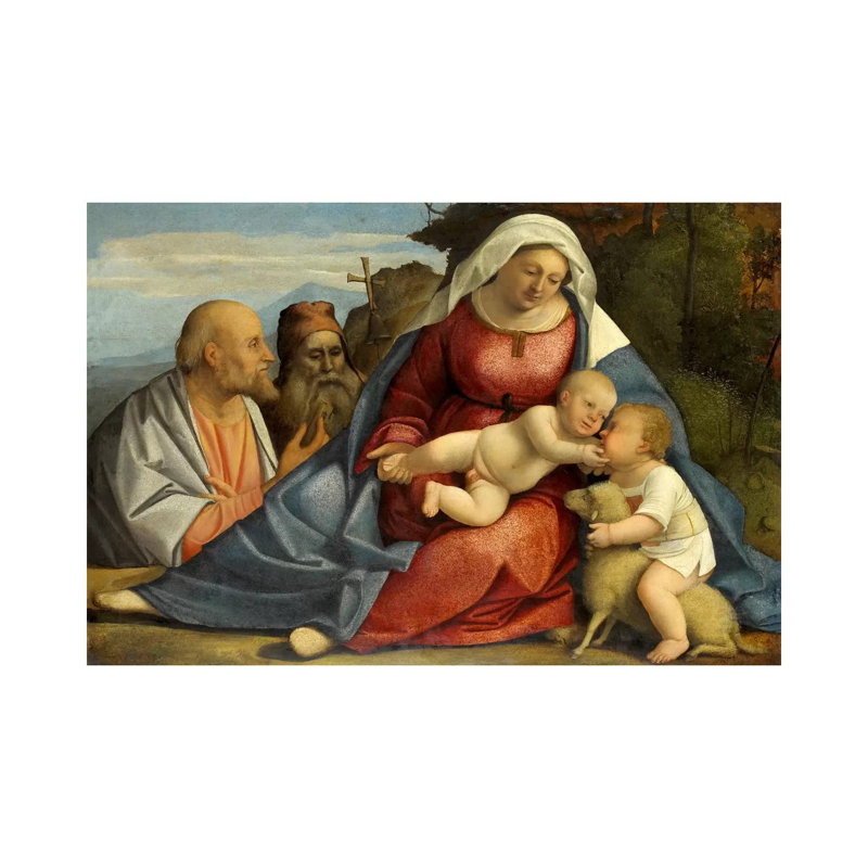 Madonna And Child, Little John The Baptist, Peter And Anthony The Hermit - Wrapped Canvas Print, 20.32 cm H x 30.48 cm W