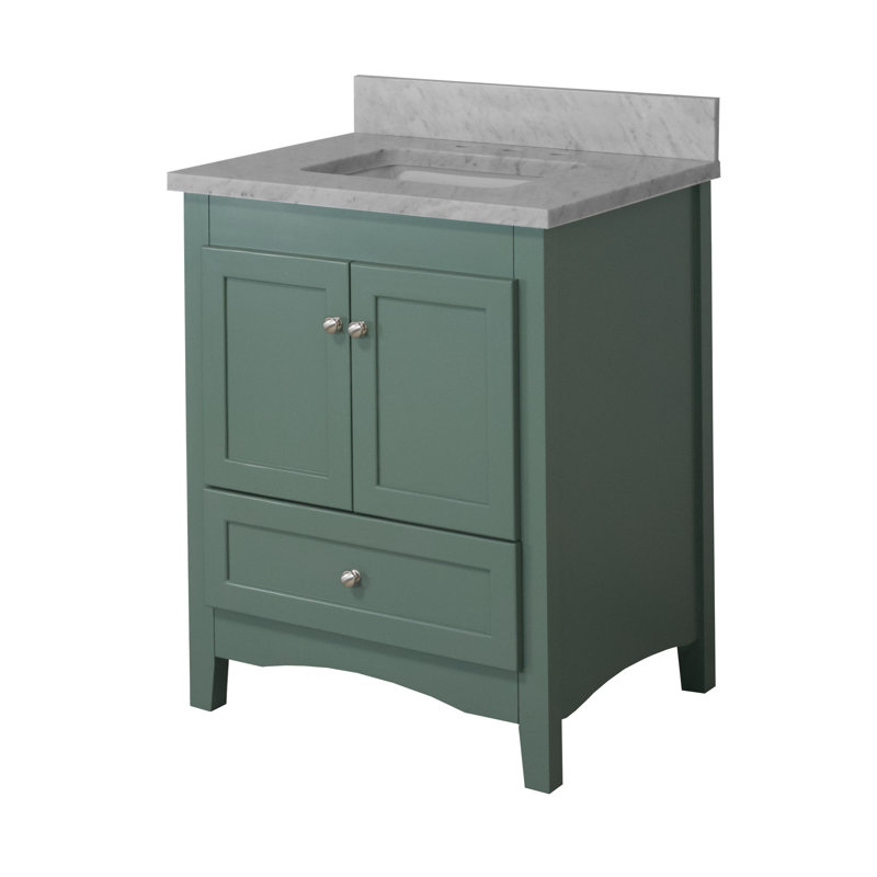 Ensemble de meuble-lavabo simple 30 po Edber, Marbre de Carrare, Vert sauge
