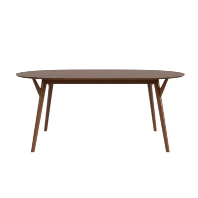 Oval Wooden Dining Table With Angled Legs In Walnut