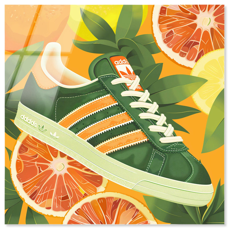 Art mural en acrylique Citrus Sneaker par Art Remedy, prêt à être accroché, H 20 po x l 20 po