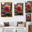 Rose rouge matin, aube, gouttes de rosée - art mural salon rose-104687902-104687906