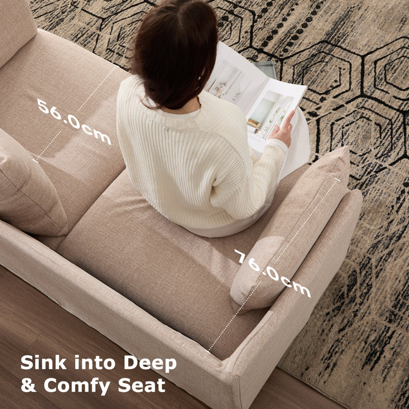 152cm 2 Seater Mordern Upholstered Loveseat Sofa, Oatmeal