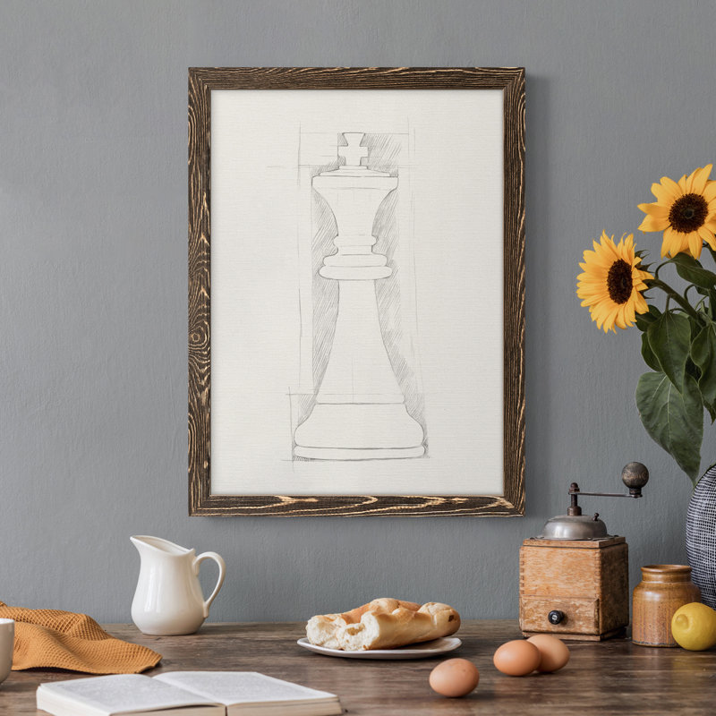 Chess Set S Croquis II - Cadre photo, reproduction d'art sur toile, Noyer, H 32 po x l 23 po x P 1 po