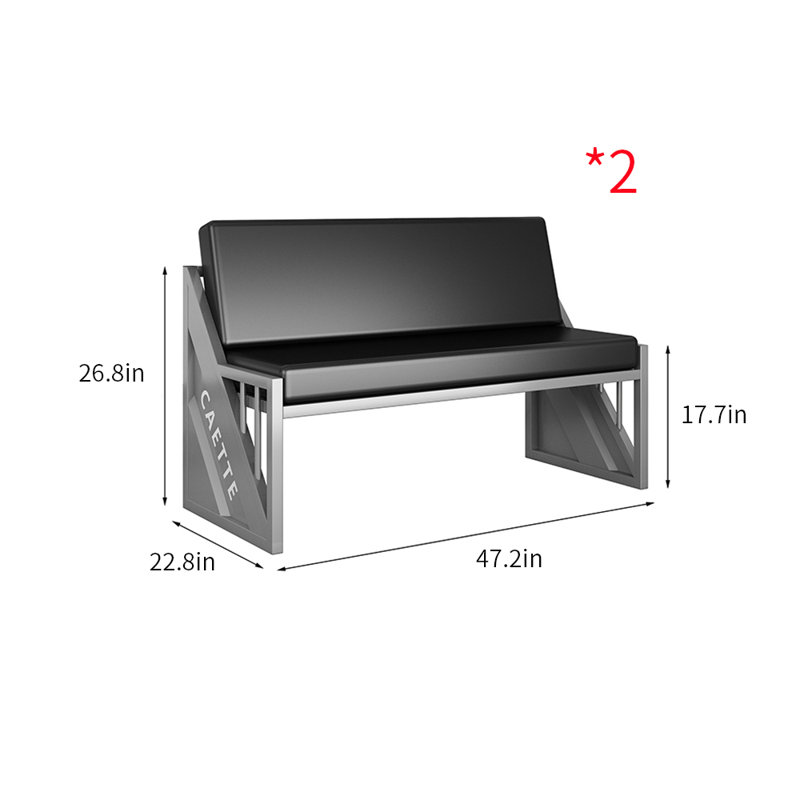 Banc rembourré en similicuir, Argent