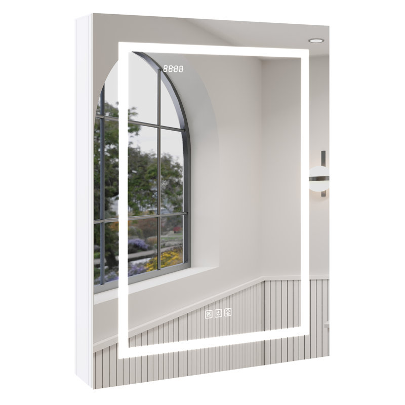 Armoire à pharmacie avec miroir à DEL de 20 po x 32 po Brayden Studio® Courtund, S'ouvre à gauche vers l'extérieur