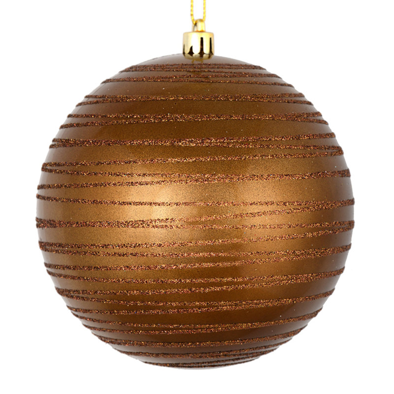 Ornement boule rayée bonbon, H 4 po x l 4 po x P 4 po, Rouge baie