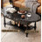 Minimalist vintage oval solid wood coffee table-110778842