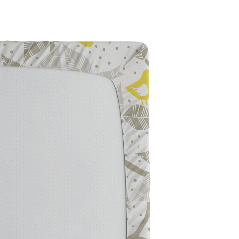 Ensemble de 2 draps-housses Ambesonne, Jaune, gris, blanc / floral, Drap-housse grand