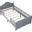 Gray Twin Bed For Little , Wood Platform With Headboard, And Protective Rails, Low Profile Secure Sleep, Under Storage Area-238932470