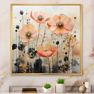 Peach Blossoming Abstractions I - Abstract Botanicals Canvas Wall Art