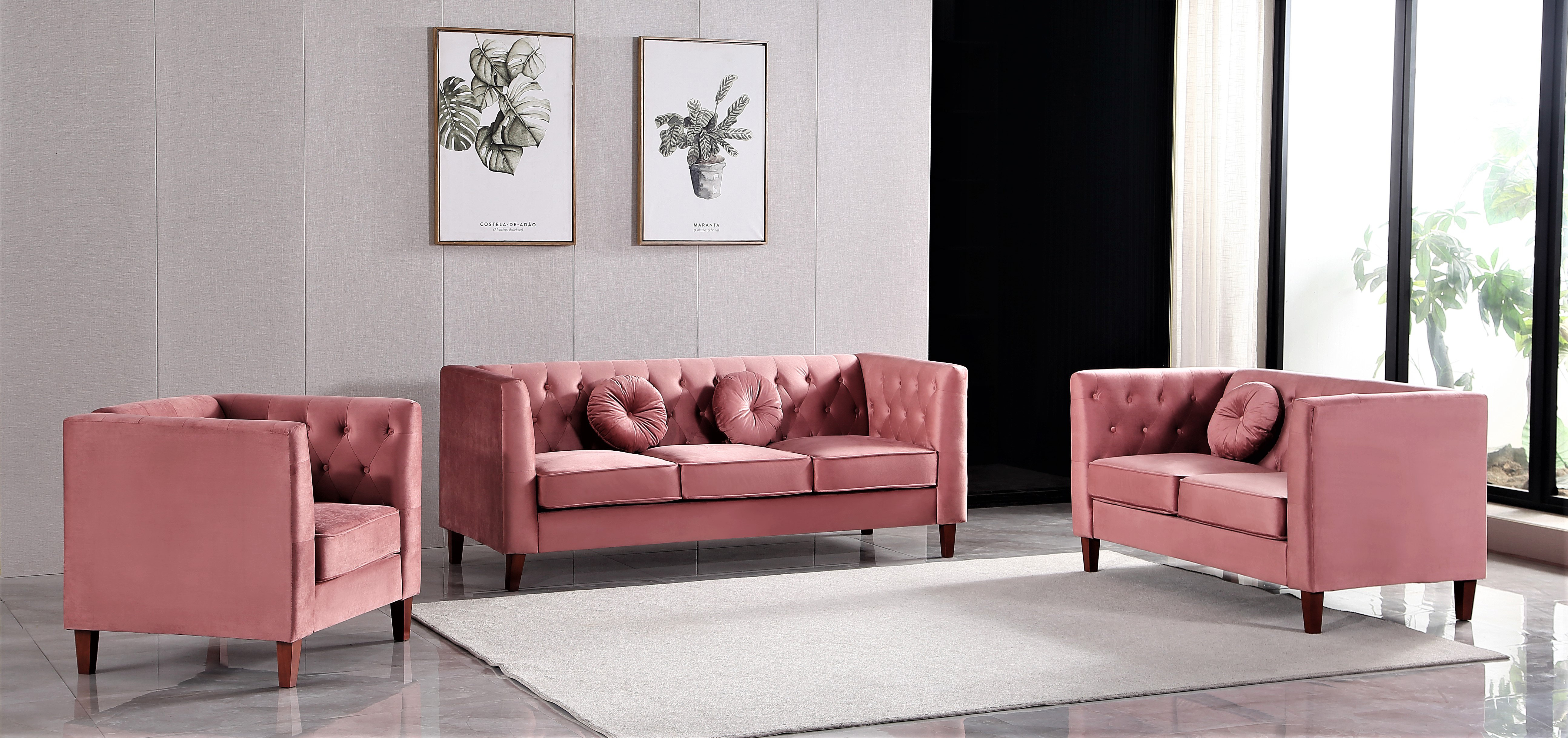 Everly Quinn 3 Piece Velvet Living Room Set | Wayfair