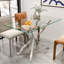 Table de salle à manger rectangulaire en verre trempé transparent, conception élégante avec pieds en métal, table de cuisine pour la salle à manger-239399491-239399488