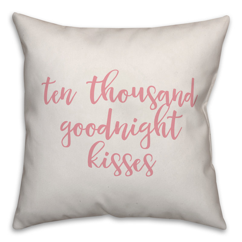  Coussin Ten Thousand Goodnight Kisses, Coussin décoratif, Blanc / rose
