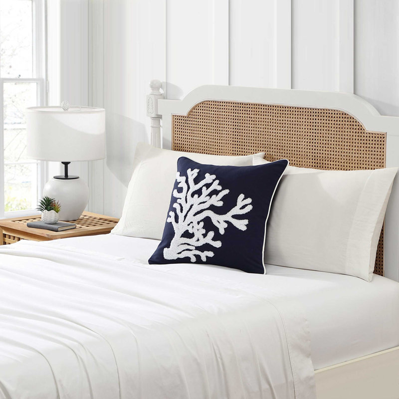 Nautica Coral Blue Cotton Throw Pillow, Coral Blue