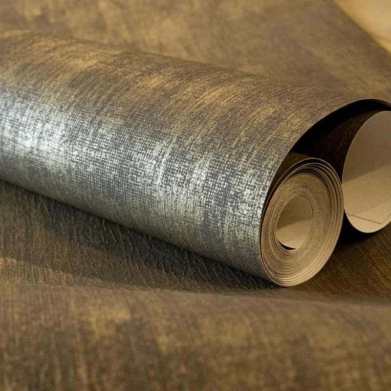 Universe Mercury Metallic Plain Texture Design Wallpaper Roll, Brown
