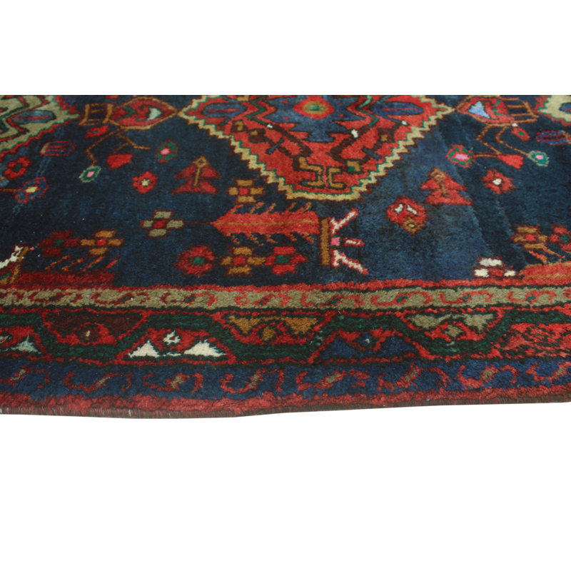 One-of-a-Kind 3'4" x 10'2" 1980s Runner Wool Area Rug in Brown and Red