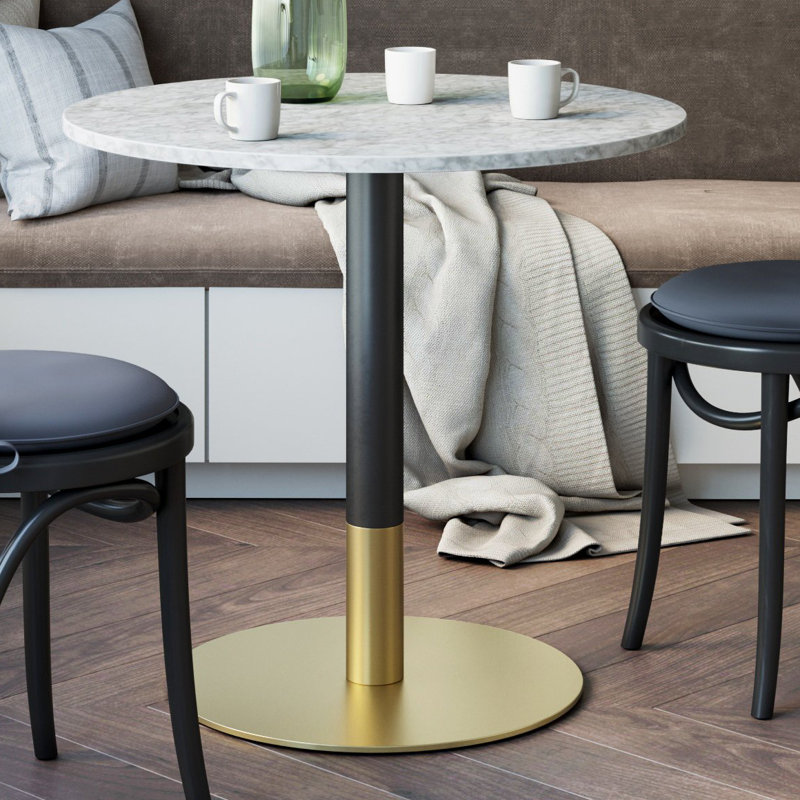 Pedestal Dining Table, Black/Gold