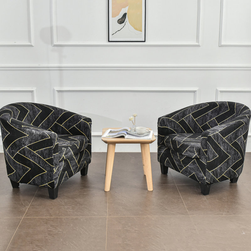 Housse pour fauteuil à coussins carrés/rectangulaires, Mélange de polyester noir / gris, Mélange de polyester