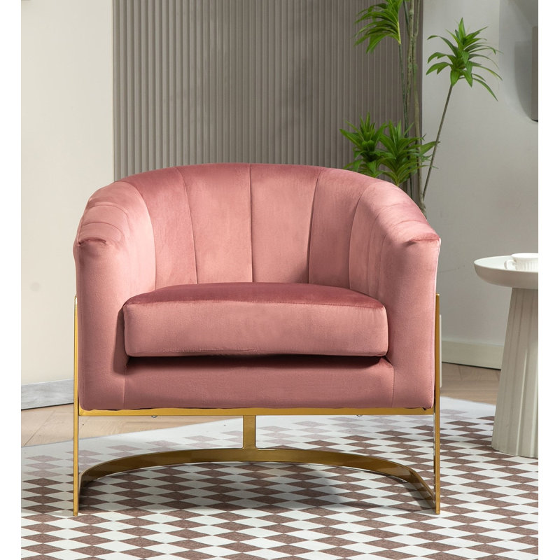 Gold frame velvet armchair, Rose Velvet