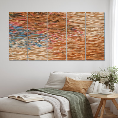 Terracotta Bliss Texture Abstract - Abstract Canvas Art Print - 5 Equal Panels