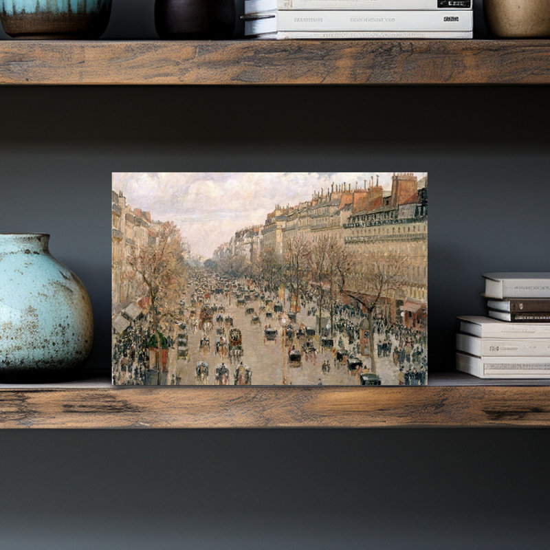 Boulevard Montmartre, Soleil de l'après-midi, 1897 - Estampe d'art mural contemporaine abstraite impressionniste représentant un oiseau en ville