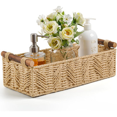 Panier de papier hygiénique pour salle de bain, organisateur de papier hygiénique de comptoir, panier de rangement décoratif pour salle de bain, porte-rouleau de papier hygiénique, bac d'organisation domestique