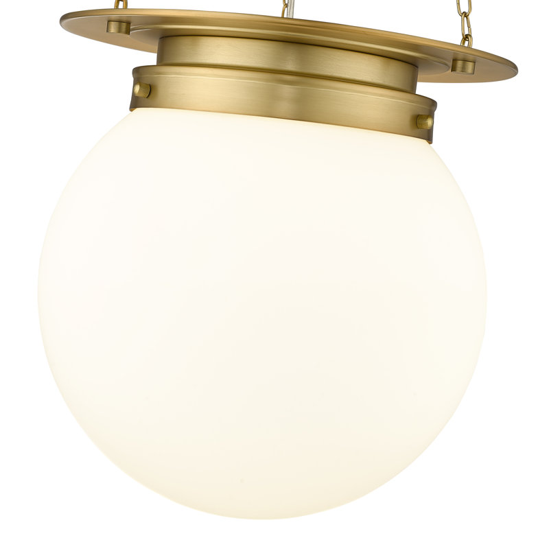 Luminaire suspendu unique à 1 lumière Zella, Laiton héritage, Blanc, H 86,75 po x l 13 po x P 13 po