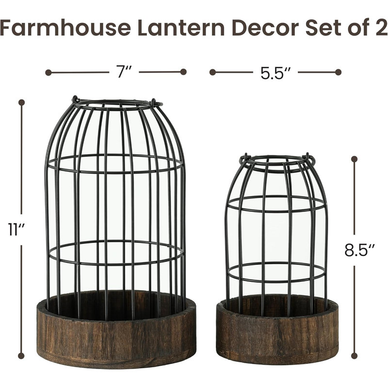 Ensemble de 2 lanternes de table de style maison de campagne (seulement pour les lanternes)